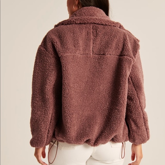 Abercrombie Cinched Cocoon Sherpa Full-Zip in copper brown NWt - Picture 8 of 8